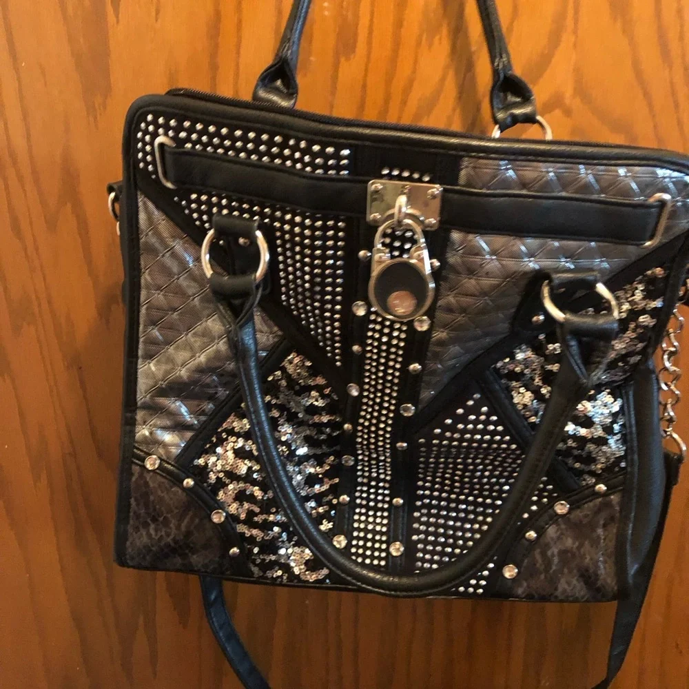 Studded Quilted Black Women's Satchel - Designer Style